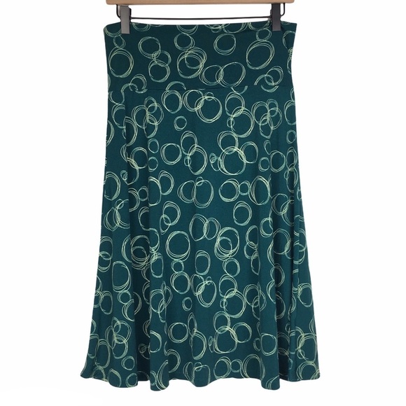 LULAROE Azure Skirt Circles Scribble Print Boho Festival Knee Length Size Medium - Picture 2 of 10